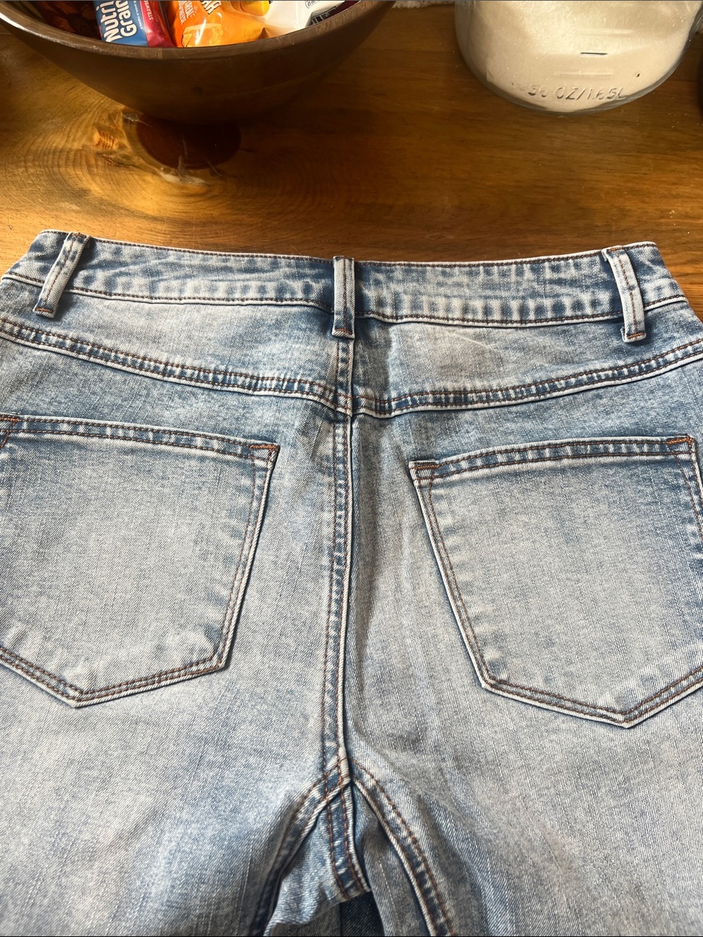 Flamingals Embroidered Floral Light Blue Barrel Jeans - Picture 9 of 10